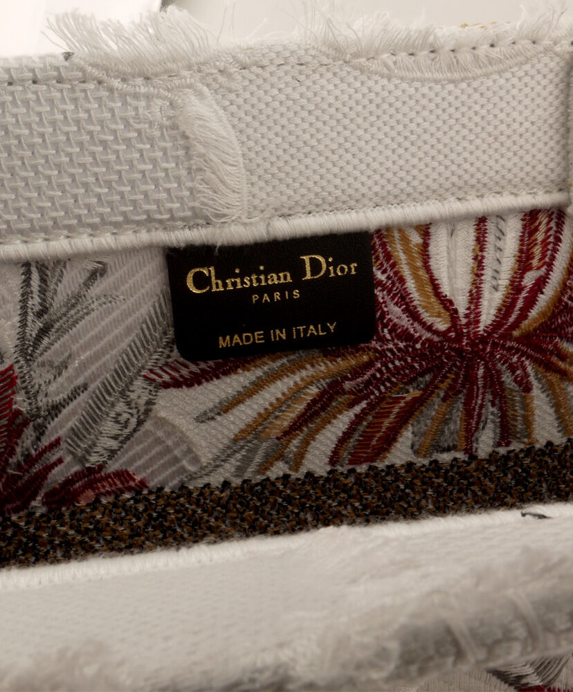 Christian Dior Book Tote Velvet Mizza Embroidery Canvas White